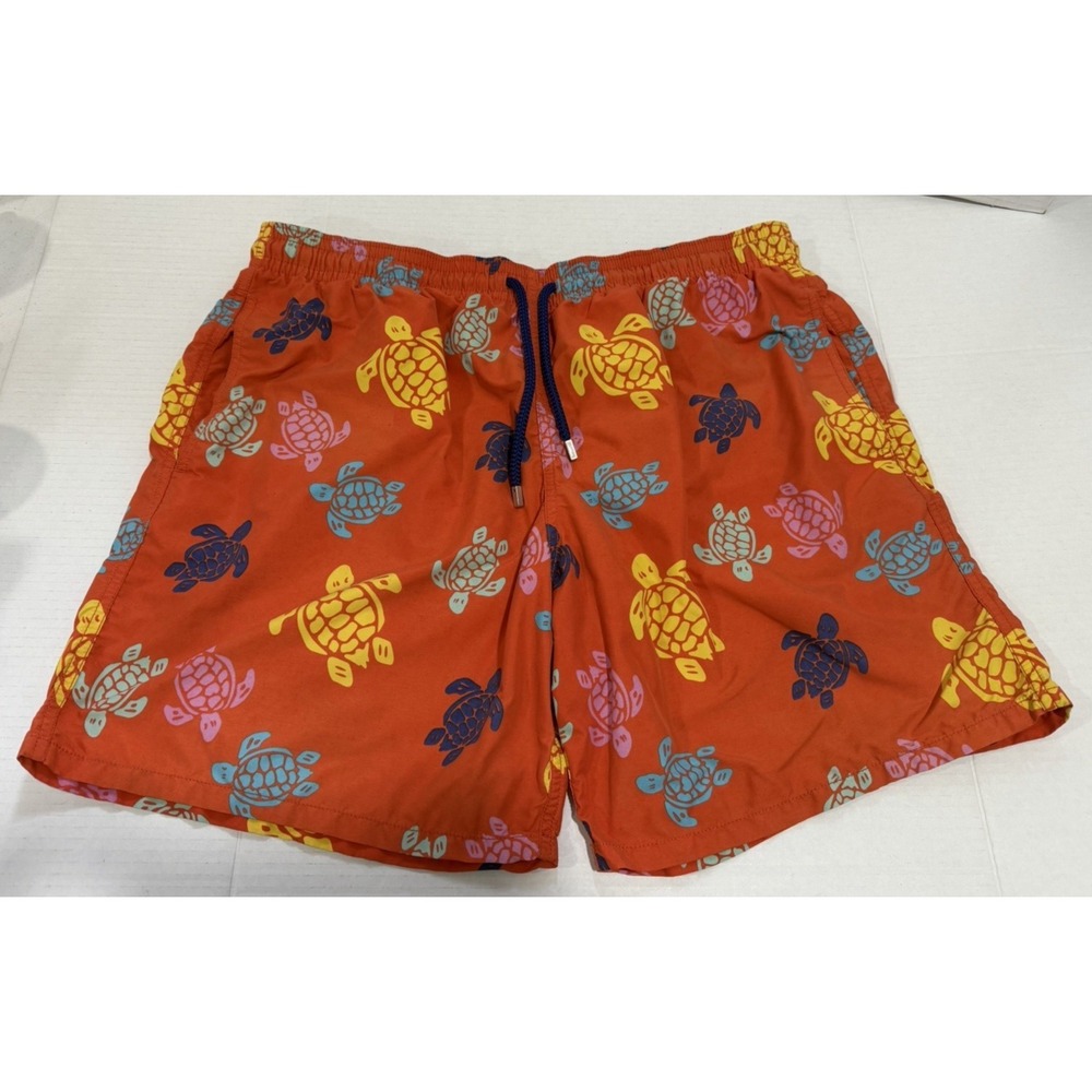 Vilebrequin Men Swim Shorts Turtles Tag Size XXXL Color Orange